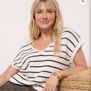 Evereve Stevie Pullover Black White Knit Size Small